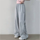 Stylish Lace-Up High-Waisted Baggy Wide-Leg Pants