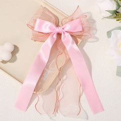 KIDS CHIFFON RIBBON BOW HAIR CLIP SOLID COLOR_CWAHA6704