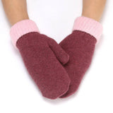 Women'S Two-Tone Rabbit Fur Mitten Knitted Gloves_Cwag0259