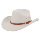 Western Cowboy Hat Felt Wide Brim With Belt Decor_Cwah1772