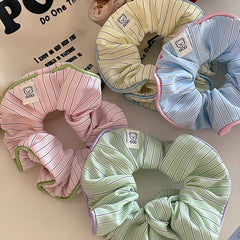 CREAM CONTRAST STRIPED HAIR TIE_CWAHA1077