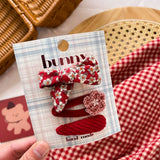 Red Bow Fabric Hair Clip Set For Kids_Cwaha08386