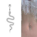 SNAKE CZ BELLY RING TRENDY NAVEL PIERCING_CWMM9192