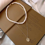 Layered Freshwater Pearl Collarbone Chain