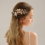 GOLD FLORAL BRIDAL HAIR COMB GEM ELEGANT PIECE_CWAHA2788