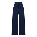 Women Tied Waist Wide Leg Office Work Pants