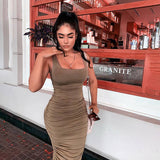 Tight-Fitting Halter Sleeveless Pleated Dress