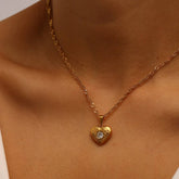 18K STAINLESS STEEL TEXTURED HEART NECKLACE_CWMM8889