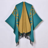 SIMPLE TASSEL GEOMETRIC CROSS RIBBON SHAWL_CWASC0958