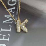 COPPER ZIRCONIA 26 LETTERS PENDANT NECKLACE_CWMM5869