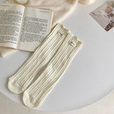 Women Flower Ear Edge Long Crew Socks_Cwms0420