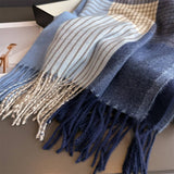 Colorblock Plaid Tassel Scarf Wrap For Winter_Cwasc03275