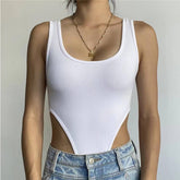 Slim-Fit Cotton Tank Top With High Slit Jumpsuit