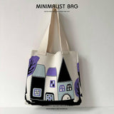 CARTOON CASTLE LARGE CAPACITY KNITTED TOTE BAG_CWAB1513