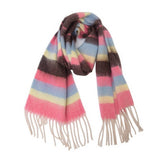 CHUNKY FRINGE STRIPE SCARF WINTER YARN WRAP_CWASC0877