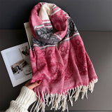 Fresh Floral Winter Tassel Scarf Soft Cashmere_Cwasc03248