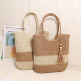 CASUAL WOVEN TWO COLOR BEACH BAG WOVEN BAG_CWAB1861