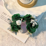 PEARL FABRIC FLOWER STUD EARRINGS UNIQUE DESIGN_CWMM6256