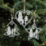 GREY WOODEN HOLLOW CHRISTMAS TREE HANGING ORNAMENT_CWMM9777
