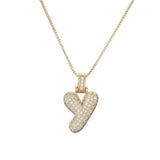 COPPER ZIRCONIA 26 LETTERS PENDANT NECKLACE_CWMM5866