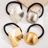 MINIMALIST METALLIC SQUARE ELASTIC HAIR TIE_CWAHA6242