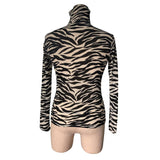 STYLISH ZEBRA PRINT MESH HIGH NECK FITTED TOP_CWTBLL3425
