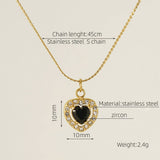 STAINLESS STEEL ZIRCON HEART PENDANT NECKLACE_CWAJE0682