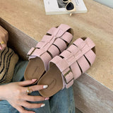 LEATHER CLOSED TOE SLIP ON FLAT MULE SANDALS_CWSHF0151