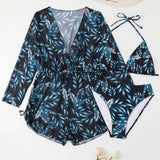 LEAVES SEXY PLUS SIZE SPLIT BIKINI SWIMSUIT_CWMW0223