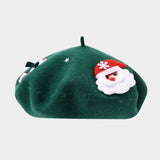 Christmas Bow Wool Beret Hat Women Warm Winter_Cwah04686
