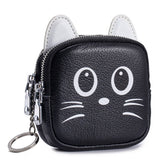 CUTE CAT LEATHER WALLET DOUBLE ZIPPER POUCH_CUAB00383