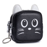 CUTE CAT LEATHER WALLET DOUBLE ZIPPER POUCH_CUAB00383