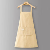 Cotton Striped Grid Kitchen Apron With Pocket_Cwmm10095