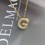 COPPER ZIRCONIA 26 LETTERS PENDANT NECKLACE_CWMM5869
