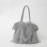 QUILTED PLUSH FUR BAG LARGE SHOULDER HANDBAG_CUAB00537