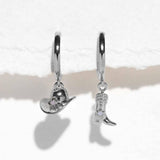 COWBOY BOOTS HAT PENDANT EARRINGS_CWMM5349
