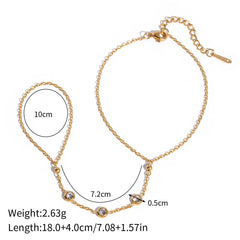 18K GOLD ZIRCON CHAIN RING BRACELET TITANIUM_CWAJE4649