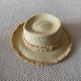 SUMMER RAFFIA DECORATED STRAW HAT FOR WOMEN_CWAH3568