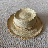 SUMMER RAFFIA DECORATED STRAW HAT FOR WOMEN_CWAH3568