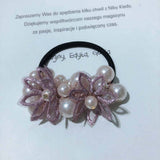CUTE DAISY PEARL HAIR TIE HANDMADE BRAIDED_CWAHA6880
