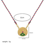GOLD PLATED NECKLACE WITH COLORFUL ROUND PENDANT_CWMM3828