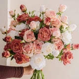 2 FLOWER 1 BUD BURNT EDGE DRIED ROSE ARTIFICIAL_CWMM6477