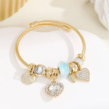 GOLD STAINLESS STEEL DIY HEART CHARM BRACELET_CWMM8503