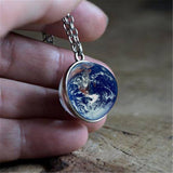 EARTH PATTERN CRYSTAL GLASS BALL PENDANT NECKLACE_CWMM0498