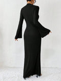 Trumpet Sleeve Long Fishtail Floor-Length Dress