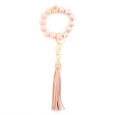 TASSEL PRINTED WOODEN BEAD KEYCHAIN_CWMM1324