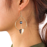 NICHE HOLLOW BLACK SHELL PALM TREE EARRINGS_CWMM4364