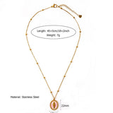 OCEAN STYLE STEEL NECKLACE WITH SHELL FISH_CWMM8834