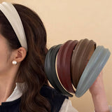 Vintage Wine Red Leather Headband_Cwaha07613