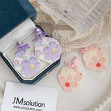 ROMANTIC PURPLE OIL PAINTING FLOWER ART EARRINGS_CWAJE1633